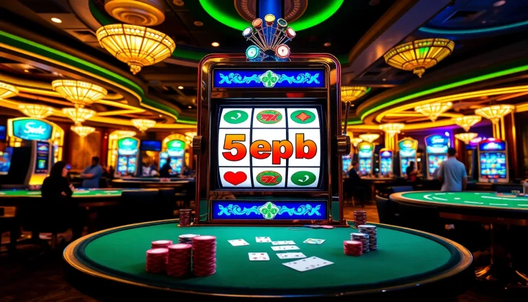 Rasakan sensasi bermain game slot depo 5rb di kasino yang meriah dengan mesin slot berwarna-warni dan meja permainan.