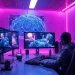 Innovative workspace demonstrating NSFW AI technology with glowing displays.