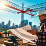 Captivating view of Carolina construction news with workers and modern tools on a bustling site.
