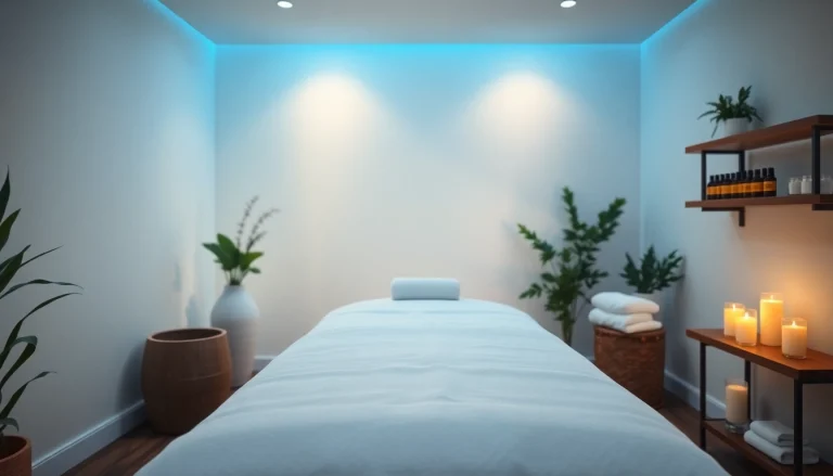 편안한 분위기와 전문적인 설정이 갖춰진 마사지 치료실.