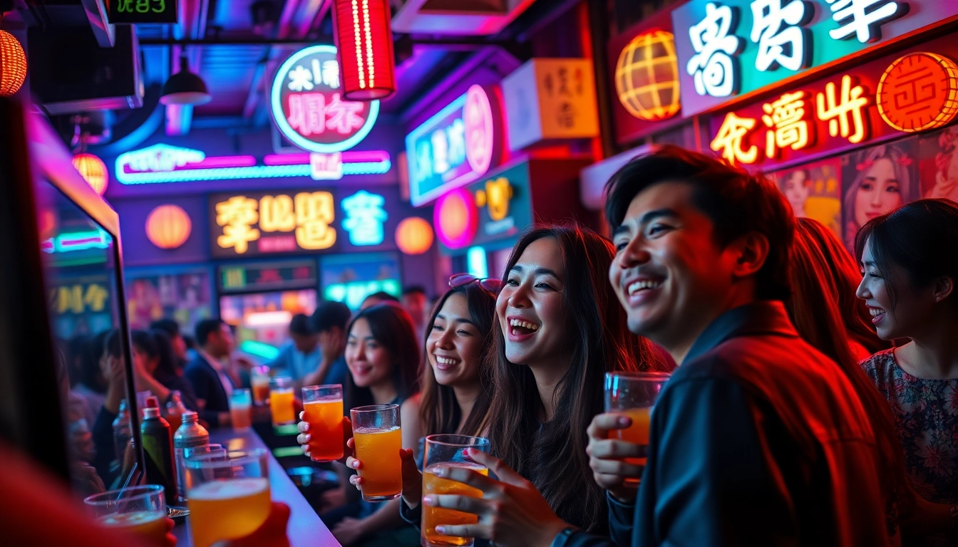 활기찬 제주도유흥의 노래방 장면으로, 생기 넘치는 손님들이 노래를 부르며 밤을 즐기고 있습니다.