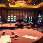 Une scène de casino animée mettant en avant des expériences de jeu fiables avec des tables et des machines à sous colorées. casino en ligne fiable
