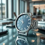 View of a Finesse Smart Watch showcasing elegant design and advanced features in a modern setting.