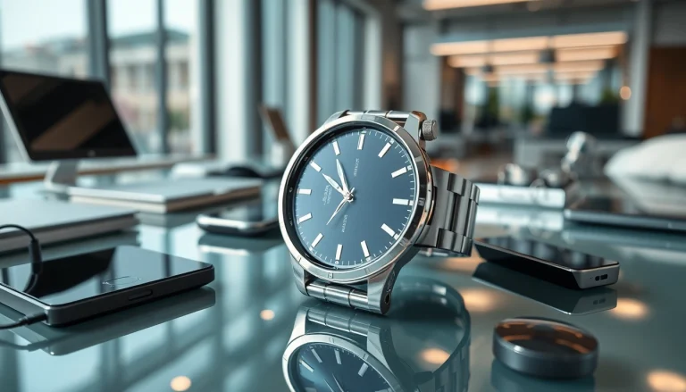 View of a Finesse Smart Watch showcasing elegant design and advanced features in a modern setting.