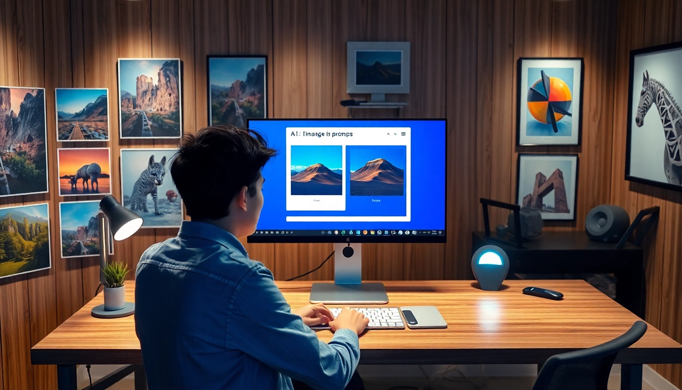 Image to prompt generator showcasing advanced AI technology in a modern workspace.