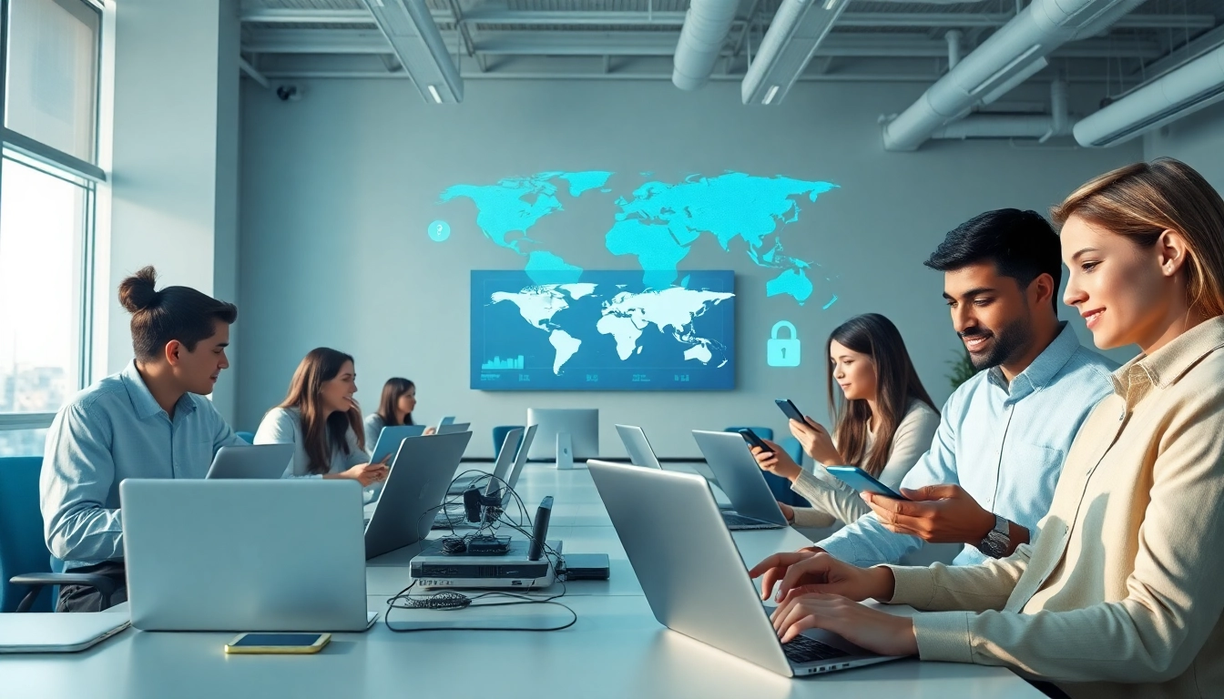 在现代、科技感十足的办公环境中连接专业人士的快连VPN