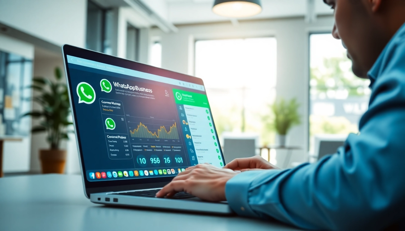 Enhance customer engagement using WhatsApp Business CRM in a modern office environment.