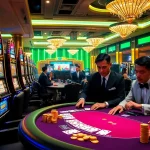 Para pemain meraih kemenangan besar di mesin slot MABAR88 dengan kegembiraan bersinar dalam suasana kasino mewah.