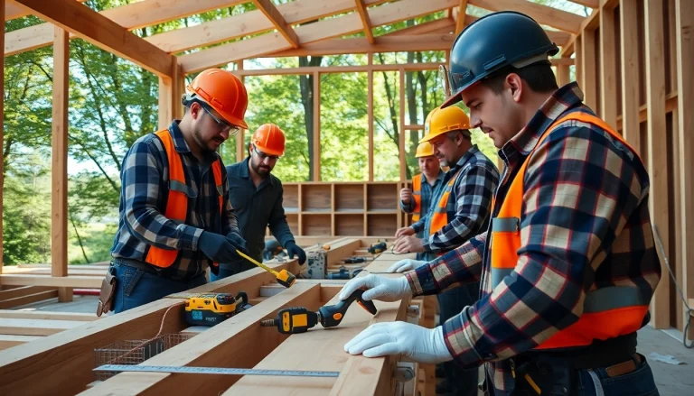 Engaging carpentry apprenticeship scene capturing hands-on training with skilled mentoring.