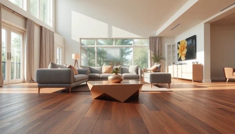 Showcase of lvp flooring in a stylish living room setting with natural light.