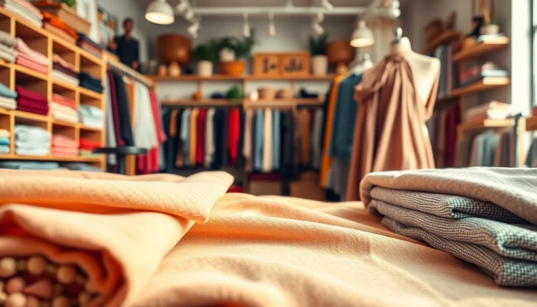 Verken zachte stof voor kleding in een boetieksetting met levendige kleuren en unieke texturen.