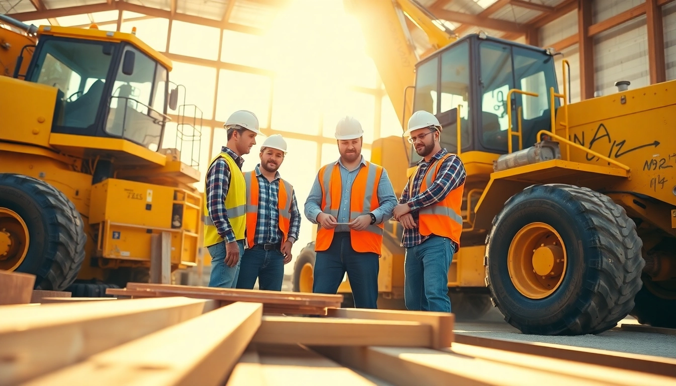 Construction workforce development in action with workers collaborating on-site.