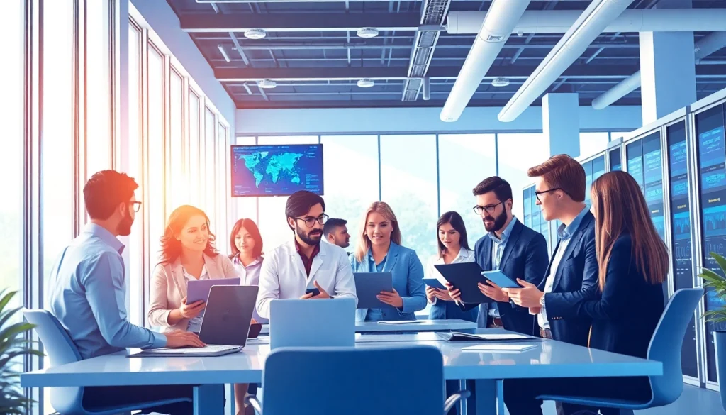 Enhance your business with managed IT services Lakeland by a dedicated team in a modern office setting.