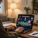 Playing melhores casino online europei live at home with laptop showing engaging live dealer