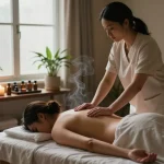 Relaxing 부전동마사지 therapy session in a tranquil setting with soothing elements.