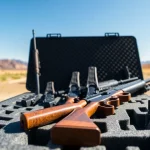 Showcasing foam for rifle case along with rifles, emphasizing secure storage and outdoor readiness.