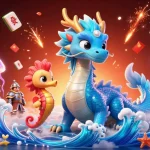 Experience thrilling Pagcor gaming with stunning visuals of an azure dragon and vivid casino elements.