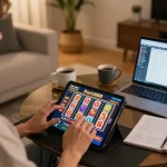Experience exciting online gambling at Paris888 with a user engaged in thrilling slots gameplay.