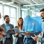 Enhance productivity with an enterprise assistant platform through collaborative teamwork in a modern office.