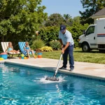 Dolphin Pool Services ensuring pristine pool maintenance in a Virginia backyard
