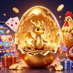 Casinò non AAMS offre emozioni con un drago dorato e gettoni da poker in un ambiente vivace e dinamico.