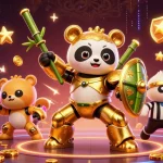 Experience winning excitement in slot online gacor with a dynamic golden panda mech suit in action.