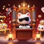 Joacă la online casino moldova cu o ilustrație captivantă a unui pisoi fantomatic și elemente din jocuri de noroc.