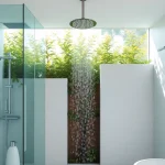 Experience elegant showers au in a luxury bathroom featuring modern designs and greenery.