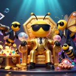 Jouer aux machines à sous casino en ligne avec un boss abeille et des gardes dans un royaume de miel rempli de trésors.
