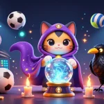 Engage with situs judi bola showcasing a vibrant scene with mystical characters and dynamic sports elements.