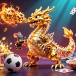 Engage with judi bola terpercaya through a vibrant 3D illustration showcasing sports elements and dynamic action.