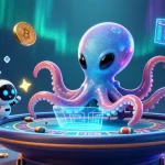 Discover RTP live gameplay and statistics with a colorful 3D alien octopus in an exciting casino scene