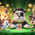 Enjoy thrilling games at saintnicolasplace with a vibrant scene featuring a Frankenstein bulldog and eclectic casino elements.